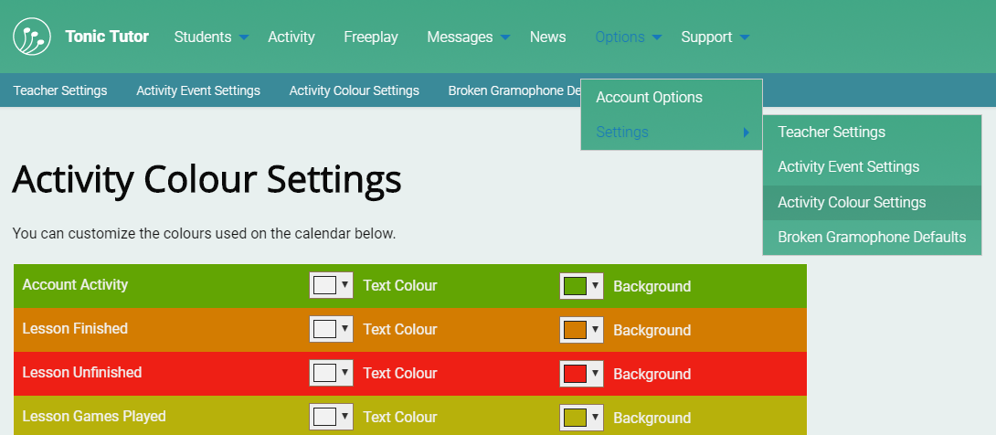 Activity Overview - Set Custom Colours